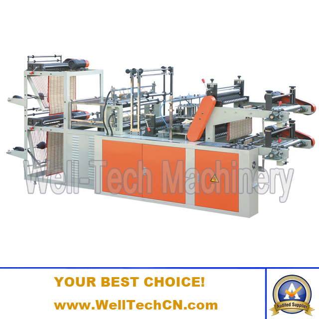 WTRB-A500-800 Computer Control High-speed Vest & Flat Opening Rolling Bag-making Machine (Double layer)